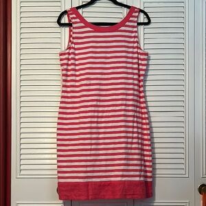 Tommy Bahama Women's Pink White Striped Back Zipper Tank beach summer Dress M